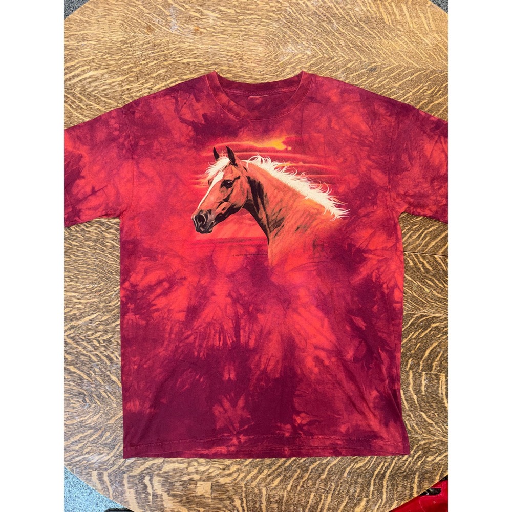 The Mountain Horse Graphic Tie Dye T-Shirt Red Kim McElroy 2007 Vintage XL